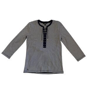 Lauren Ralph Lauren Top Size Womens Large Blue White Sailor Stripe 3/4 Sleeve